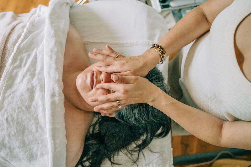 Marissa Duarte performing holistic facial massage at Beauty Republic Tucson AZ